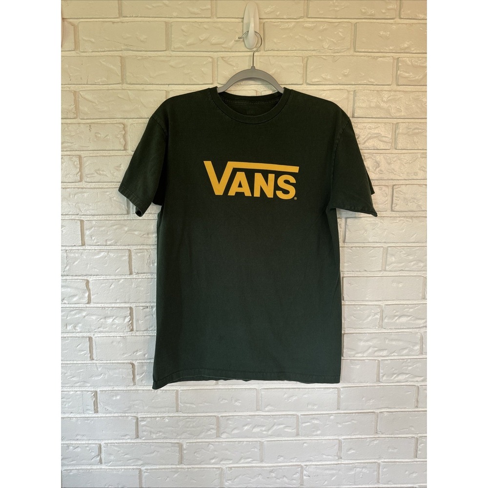 VANS Shirt Mens Medium Green Short Sleeve Skateboarding Adult Graphic Tee Casual
